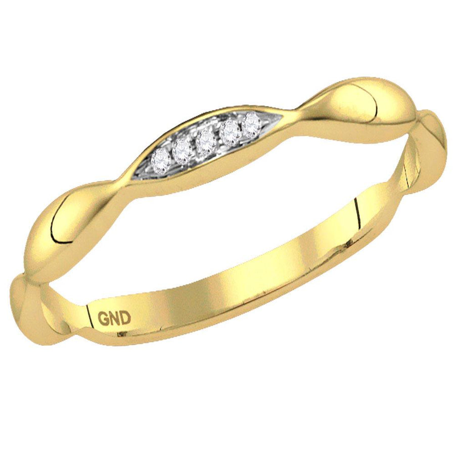 14kt Yellow Gold Womens Round Diamond Contoured Stackable Band Ring .02 Cttw