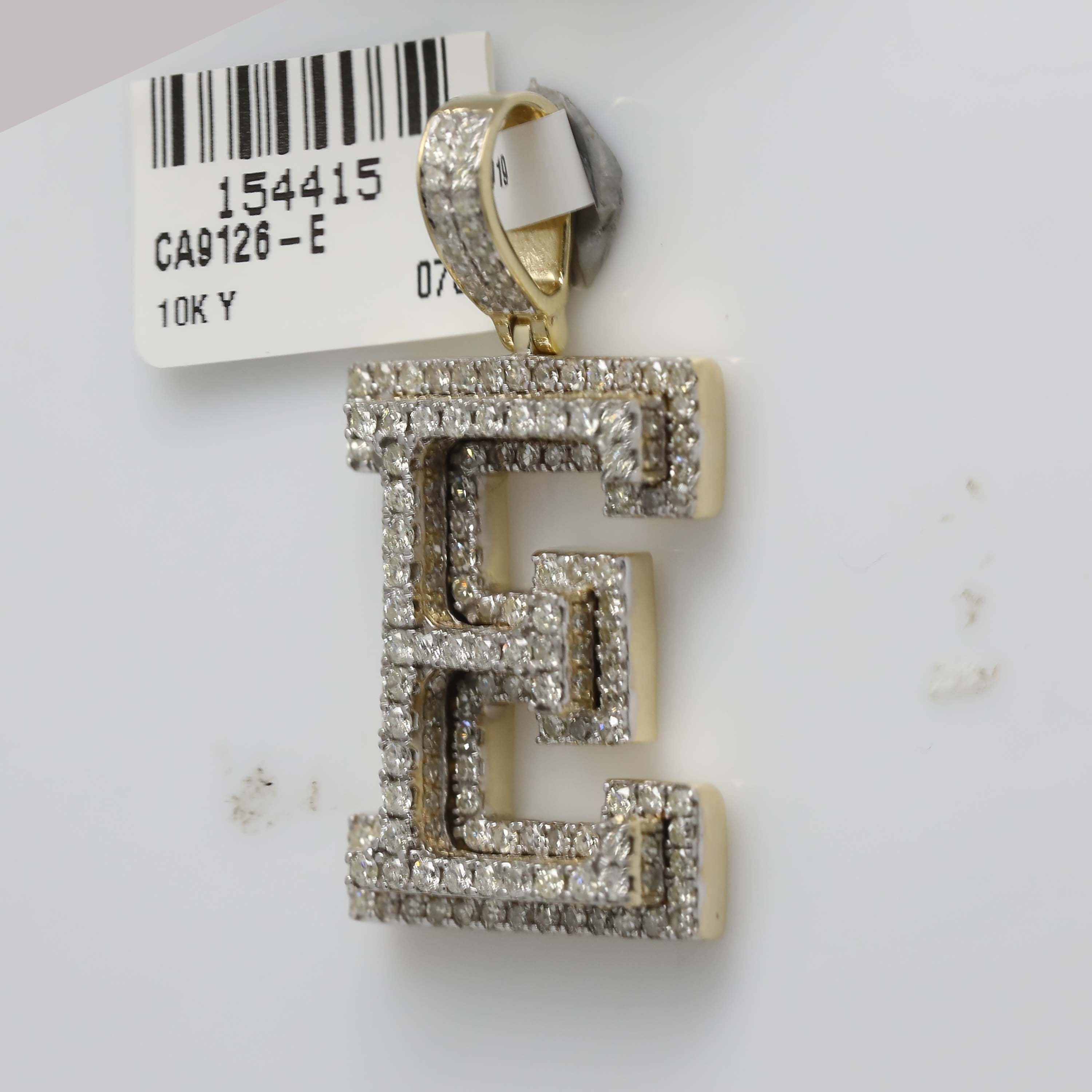 10kt Yellow Gold Mens Round Diamond Initial E Letter Charm Pendant 1-3/4 Cttw