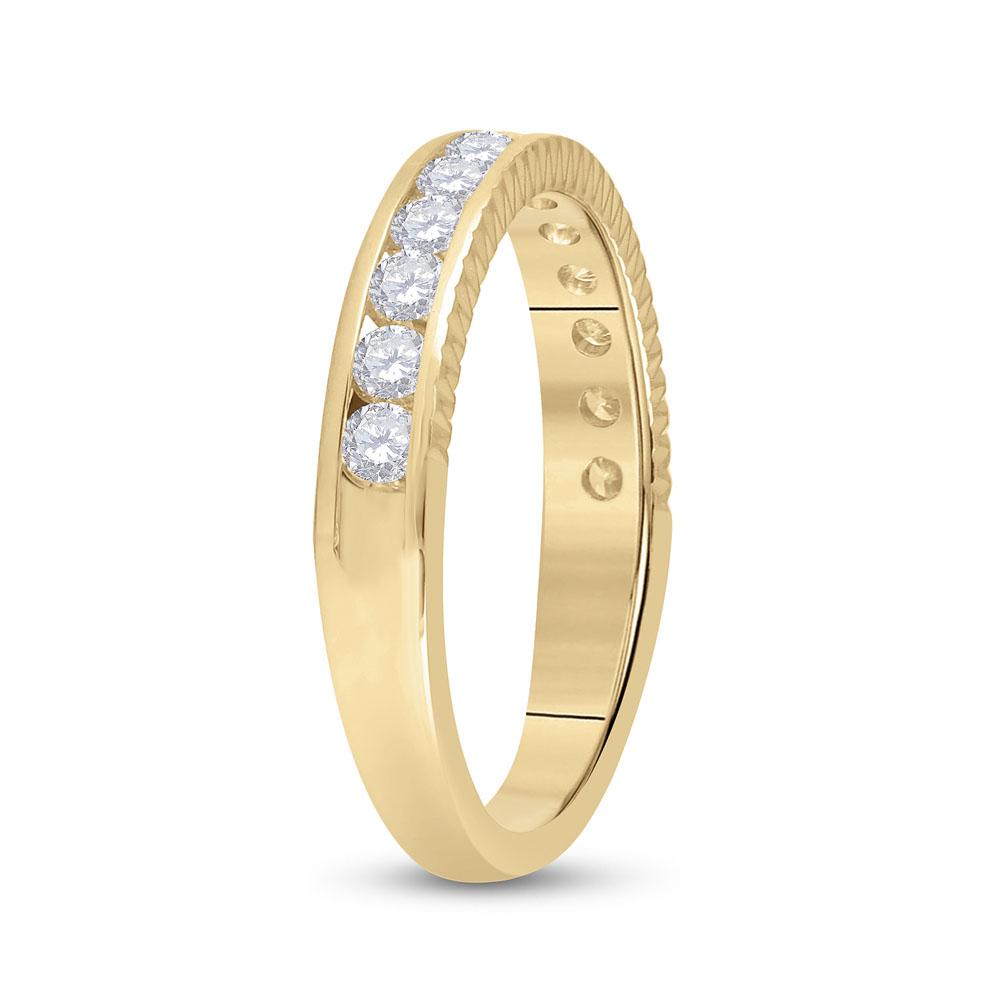 14kt Yellow Gold Womens Round Diamond Wedding Anniversary Band 1/2 Cttw
