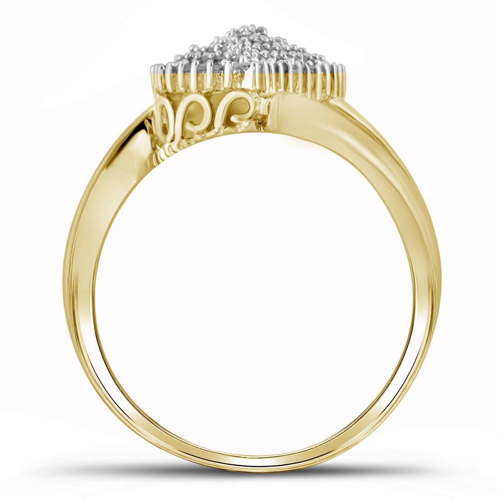10kt Yellow Gold Womens Round Diamond Oval Cluster Ring 3/8 Cttw