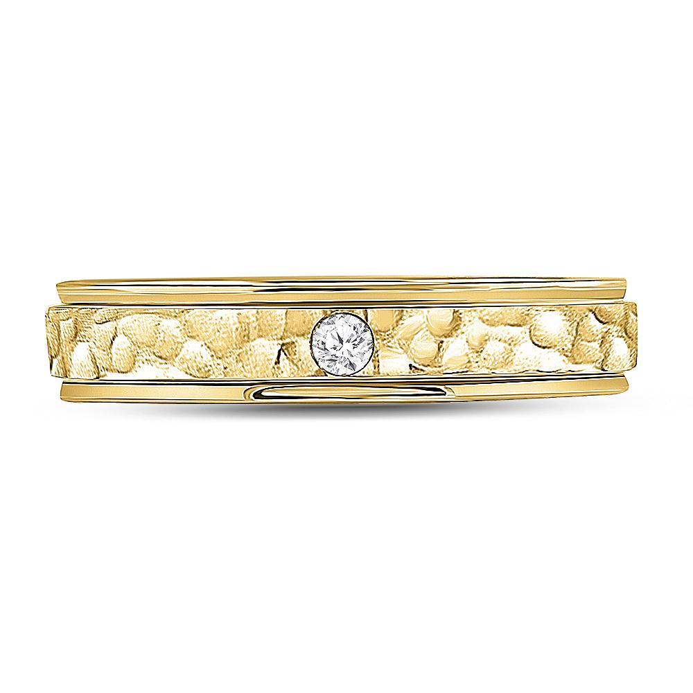 14kt Yellow Gold Womens Round Diamond Solitaire Band Ring 1/20 Cttw