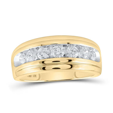 10kt Yellow Gold Mens Round Diamond Wedding Channel-Set Band Ring 1 Cttw