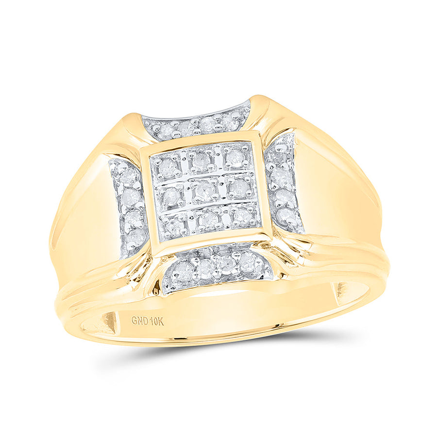 10kt Yellow Gold Mens Round Diamond Cluster Ring 1/4 Cttw