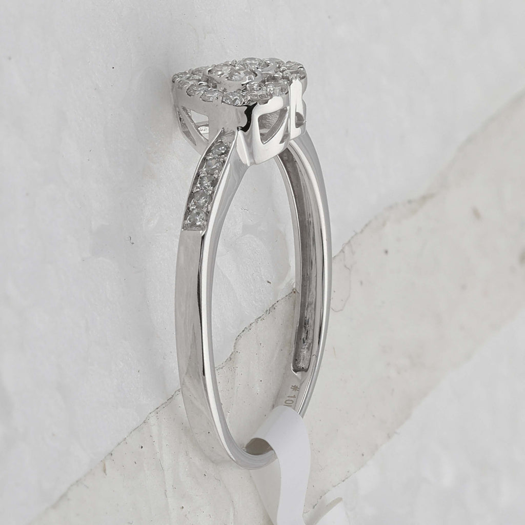 10kt White Gold Womens Round Diamond Heart Ring 1/4 Cttw