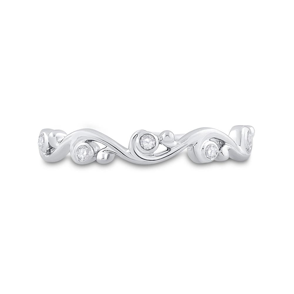 10kt White Gold Womens Round Diamond Band Ring 1/20 Cttw
