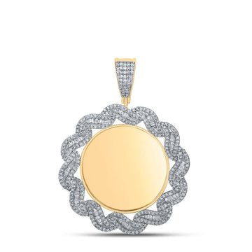 10kt Yellow Gold Mens Baguette Diamond Mirror Memory Charm Pendant 1-5/8 Cttw