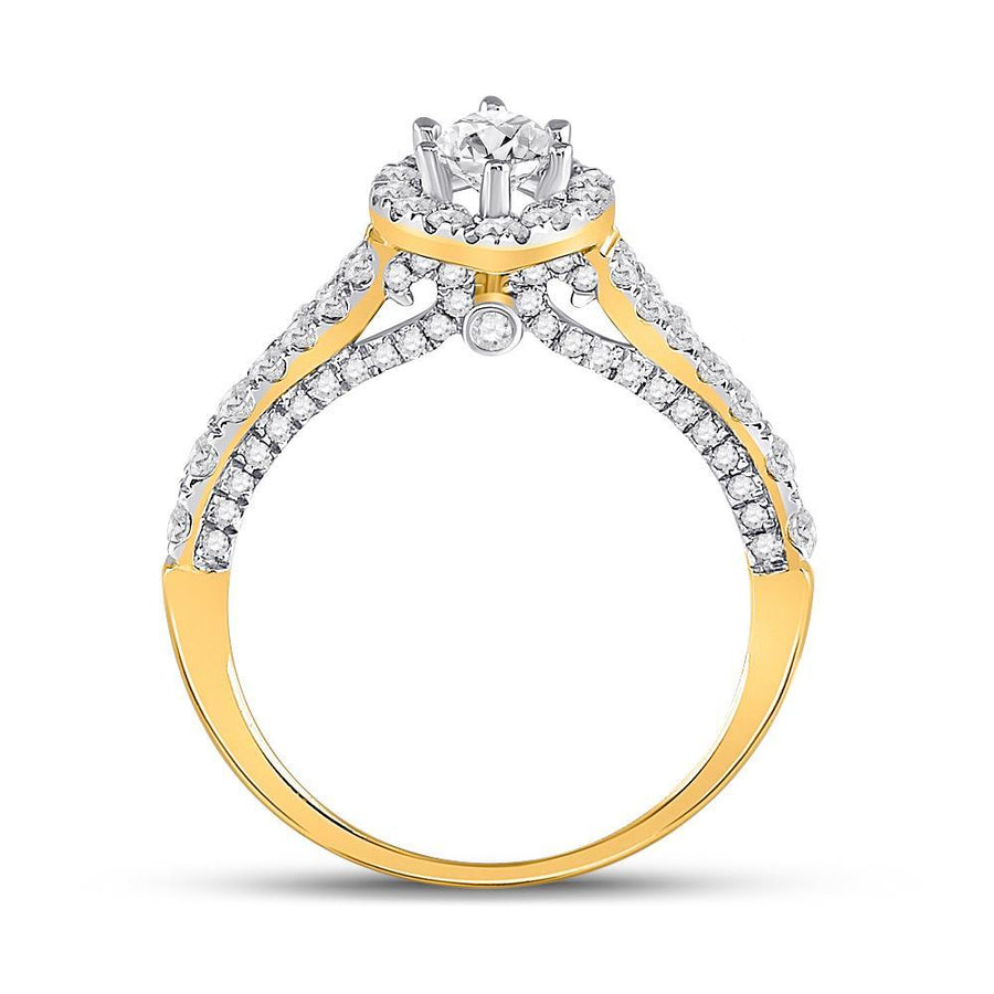 14kt Yellow Gold Marquise Diamond Halo Bridal Wedding Engagement Ring 1-1/4 Cttw