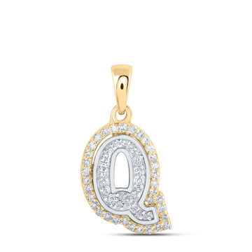 10kt Two-tone Gold Womens Round Diamond Q Initial Letter Pendant 1/6 Cttw