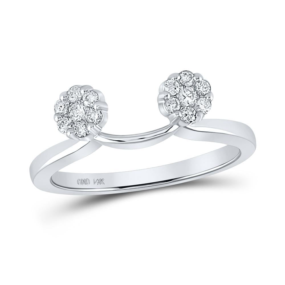 14kt White Gold Womens Round Diamond Wrap Ring Guard Enhancer 1/4 Cttw