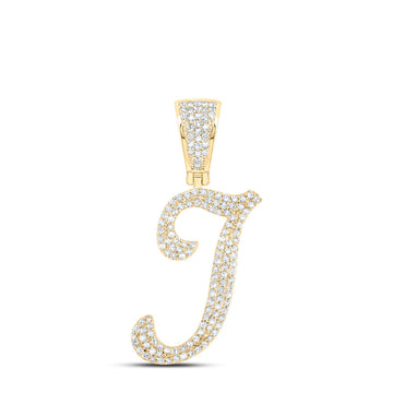 10kt Yellow Gold Mens Round Diamond I Initial Letter Charm Pendant 5/8 Cttw