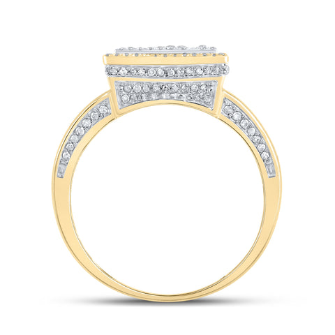 10kt Two-tone Gold Mens Round Diamond I Initial Letter Ring 1-1/5 Cttw