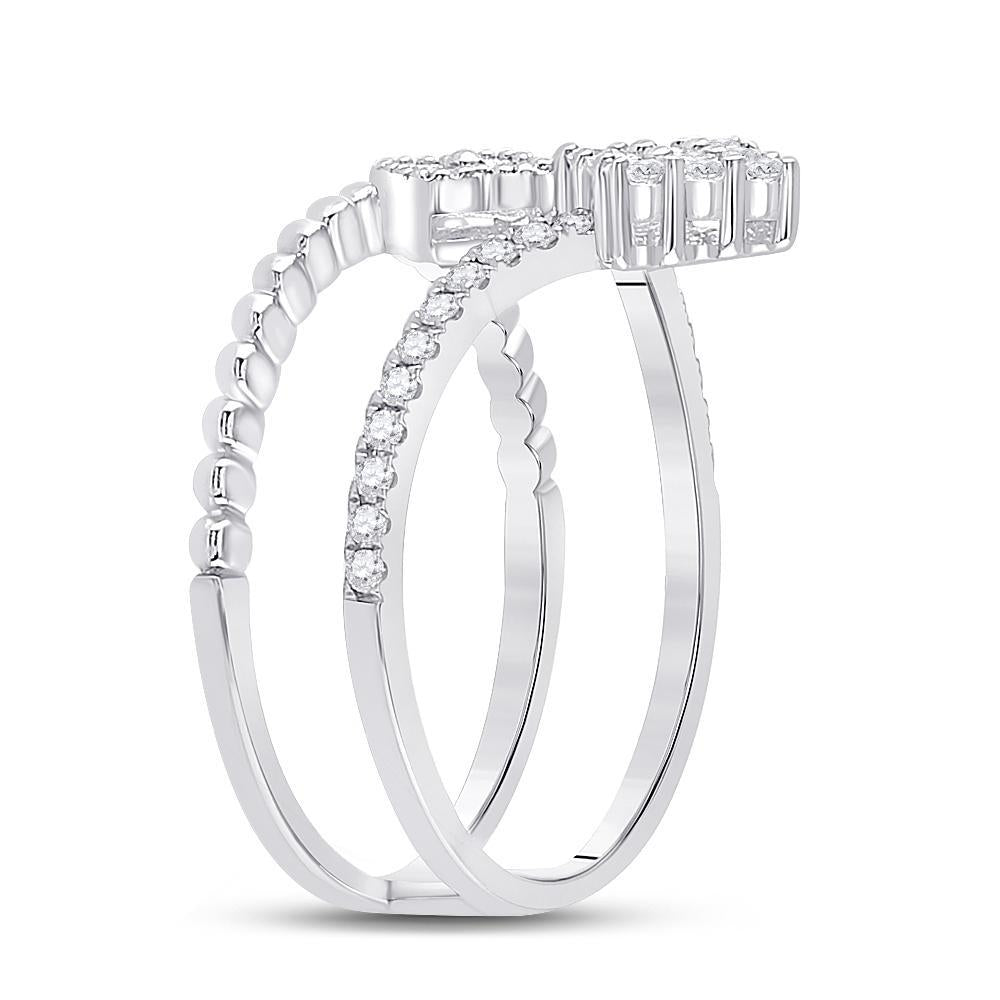 10kt White Gold Womens Round Diamond Offset Square Fashion Ring 1/2 Cttw