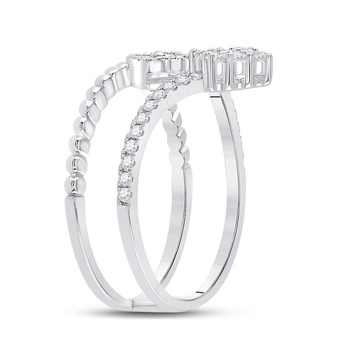 10kt White Gold Womens Round Diamond Offset Square Fashion Ring 1/2 Cttw
