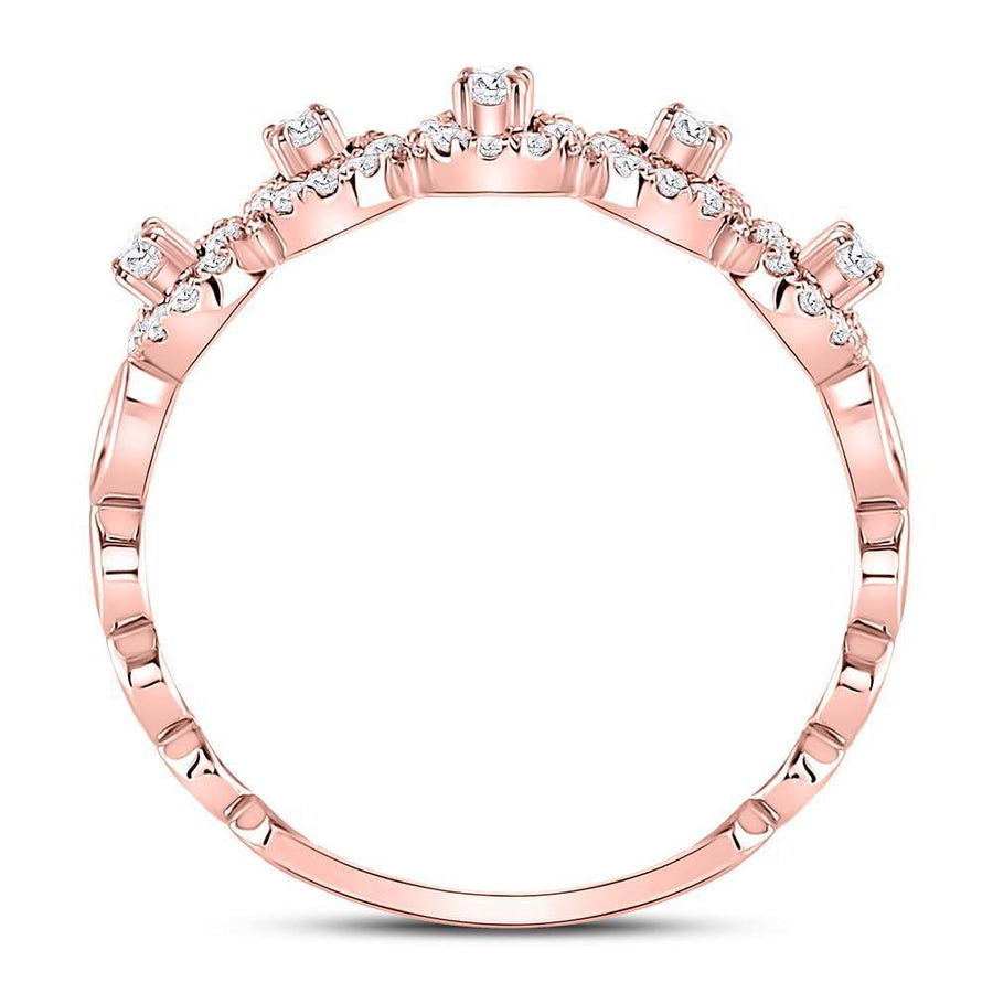 10kt Rose Gold Womens Round Diamond Halo Stackable Band Ring 1/3 Cttw