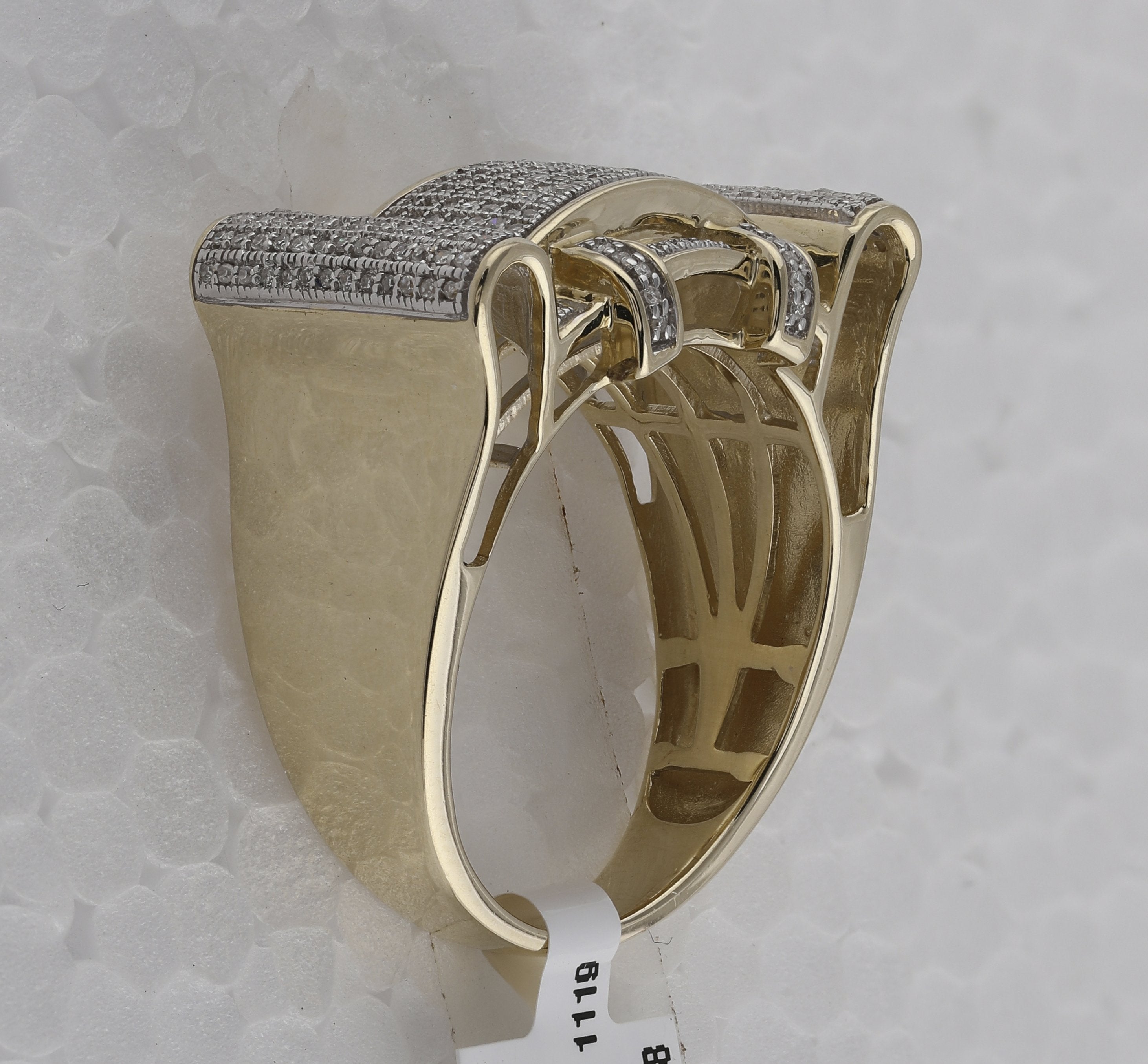 10kt Yellow Gold Mens Round Diamond Rectangle Cluster Ring 1/2 Cttw