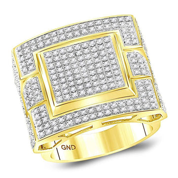 10kt Yellow Gold Mens Round Diamond Square Cluster Ring 1 Cttw