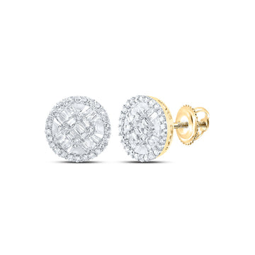10kt Yellow Gold Baguette Diamond Circle Earrings 5/8 Cttw