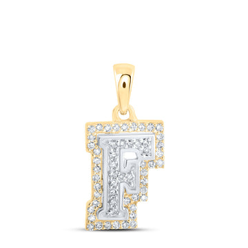 10kt Two-tone Gold Womens Round Diamond F Initial Letter Pendant 1/5 Cttw