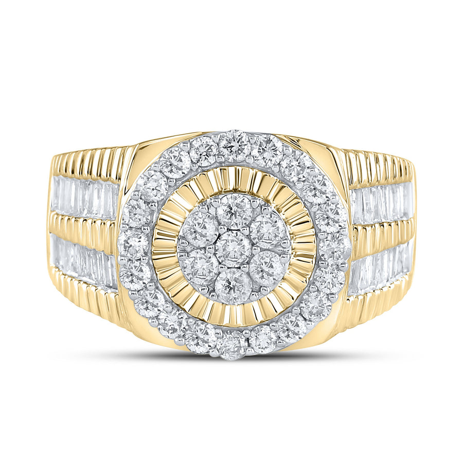 10kt Yellow Gold Mens Round Diamond Cluster Ring 1-3/4 Cttw