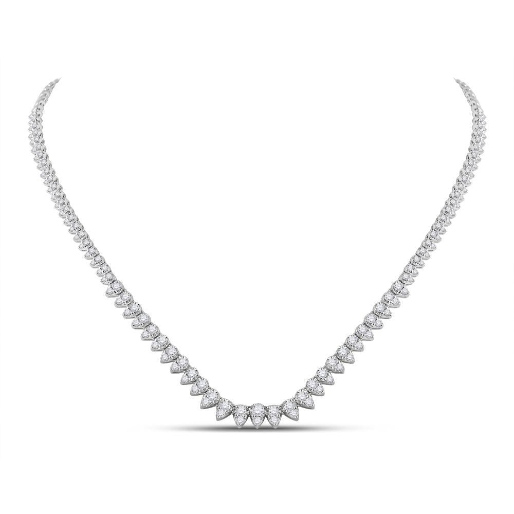 14kt White Gold Womens Round Diamond Teardrop Pear Link Necklace 4-1/3 Cttw
