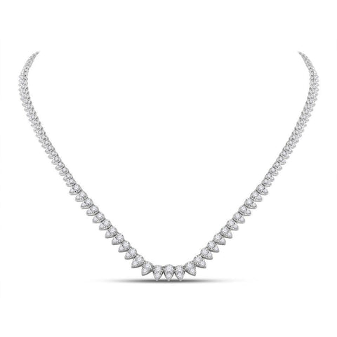 14kt White Gold Womens Round Diamond Teardrop Pear Link Necklace 4-1/3 Cttw