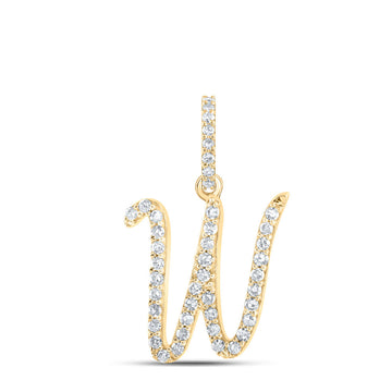 10kt Yellow Gold Womens Round Diamond W Initial Letter Pendant 1/6 Cttw