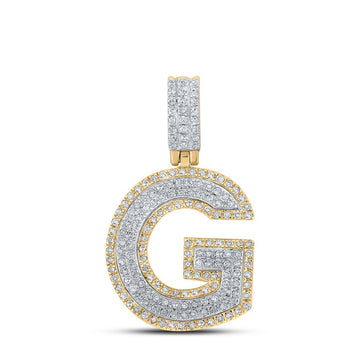 10kt Two-tone Gold Mens Round Diamond G Initial Letter Pendant 1/2 Cttw