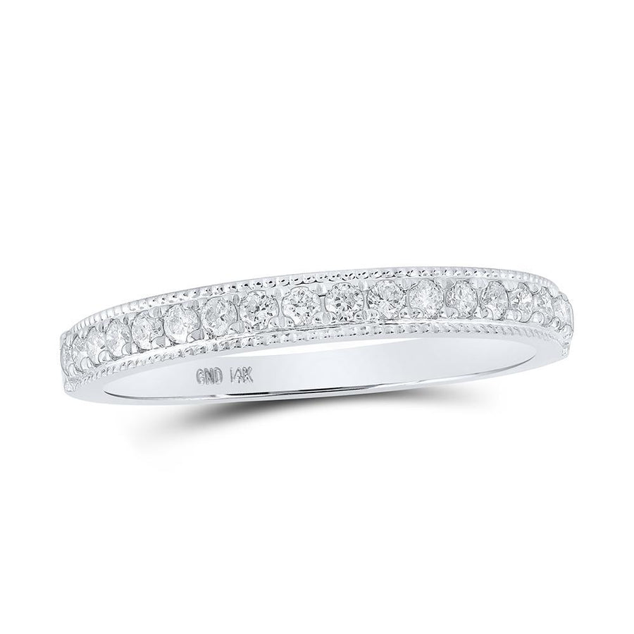 14kt White Gold Womens Round Diamond Single Row Band Ring 1/4 Cttw