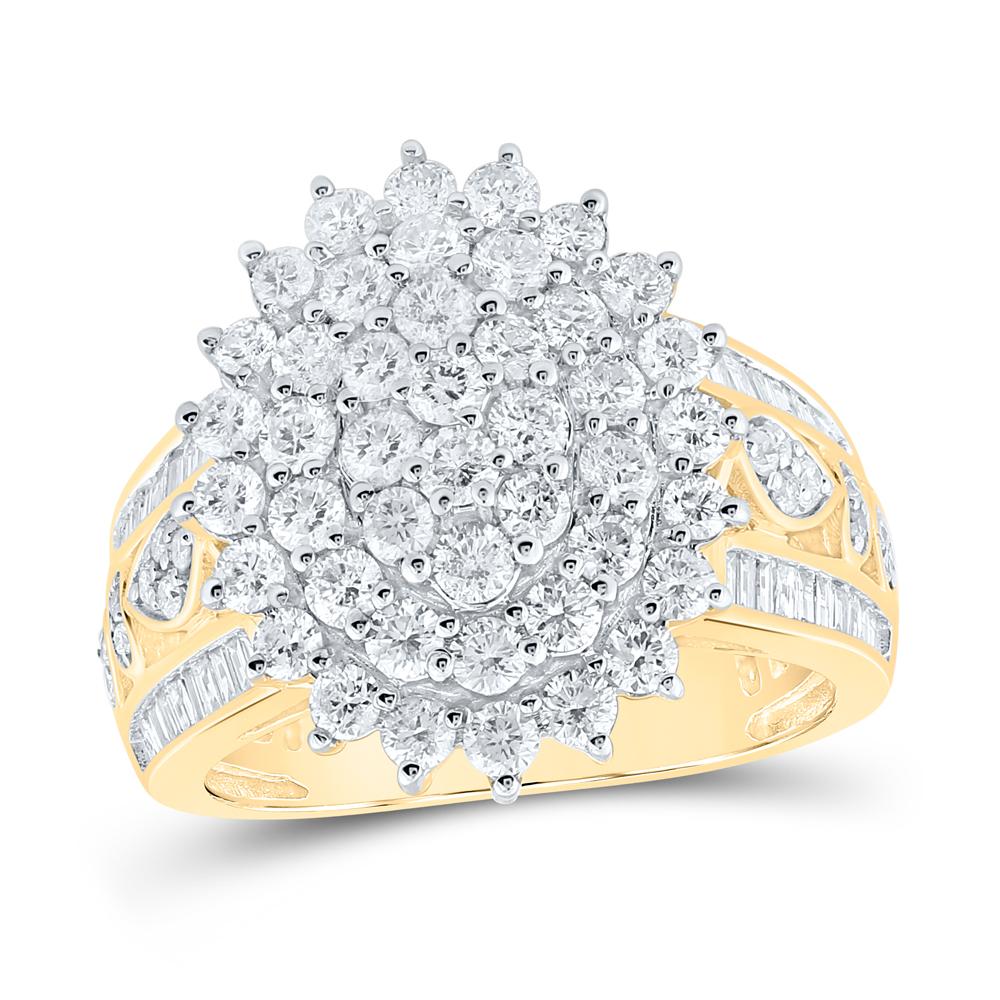 10kt Yellow Gold Womens Round Diamond Cluster Ring 2 Cttw