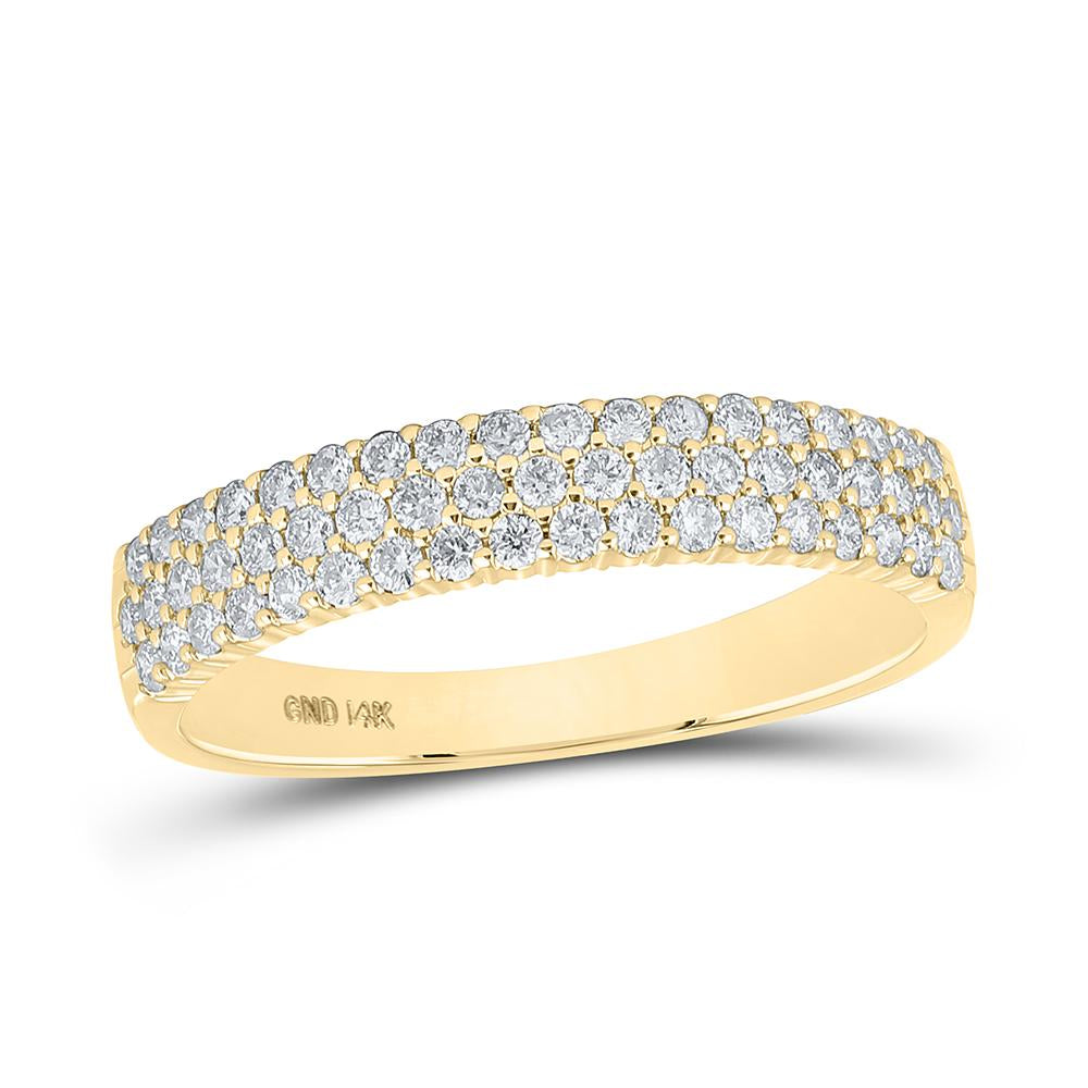 14kt Yellow Gold Womens Round Diamond Machine-set Pave Band Ring 1/2 Cttw