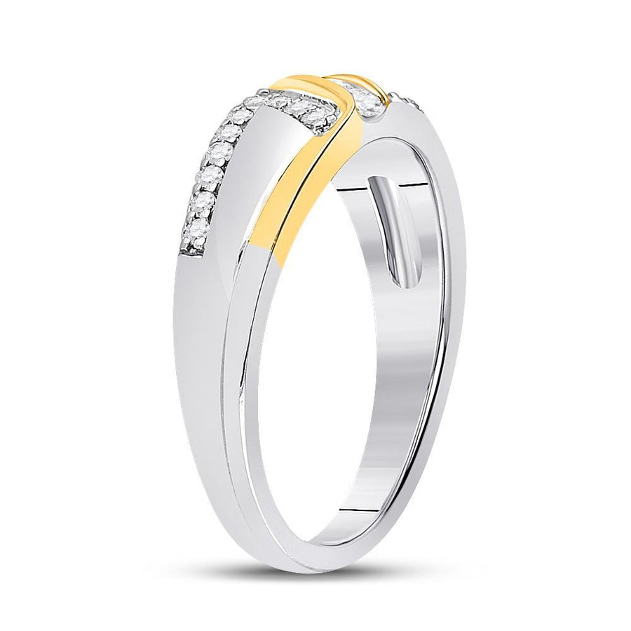 10kt Two-tone Gold Mens Round Diamond 3-stone Wedding Ring 1/2 Cttw