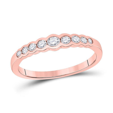 10kt Rose Gold Womens Round Diamond Stackable Band Ring 1/3 Cttw