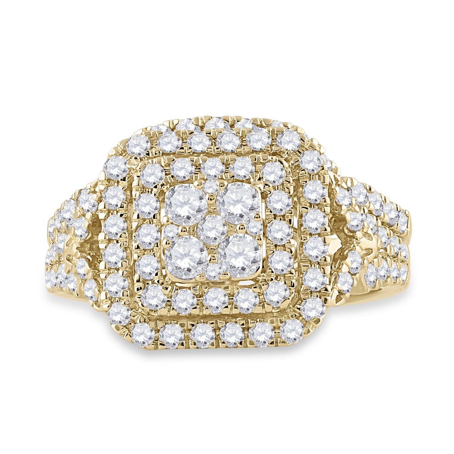 14kt Yellow Gold Round Diamond Bridal Wedding Ring Band Set 1-1/4 Cttw