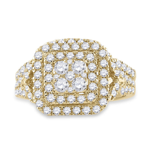 14kt Yellow Gold Round Diamond Bridal Wedding Ring Band Set 1-1/4 Cttw
