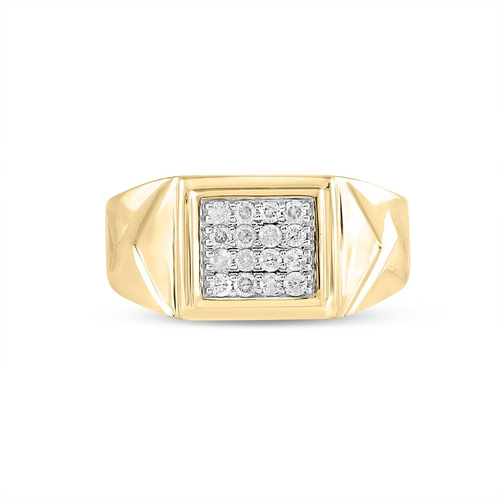 10kt Yellow Gold Mens Round Diamond Cluster Ring 1/3 Cttw