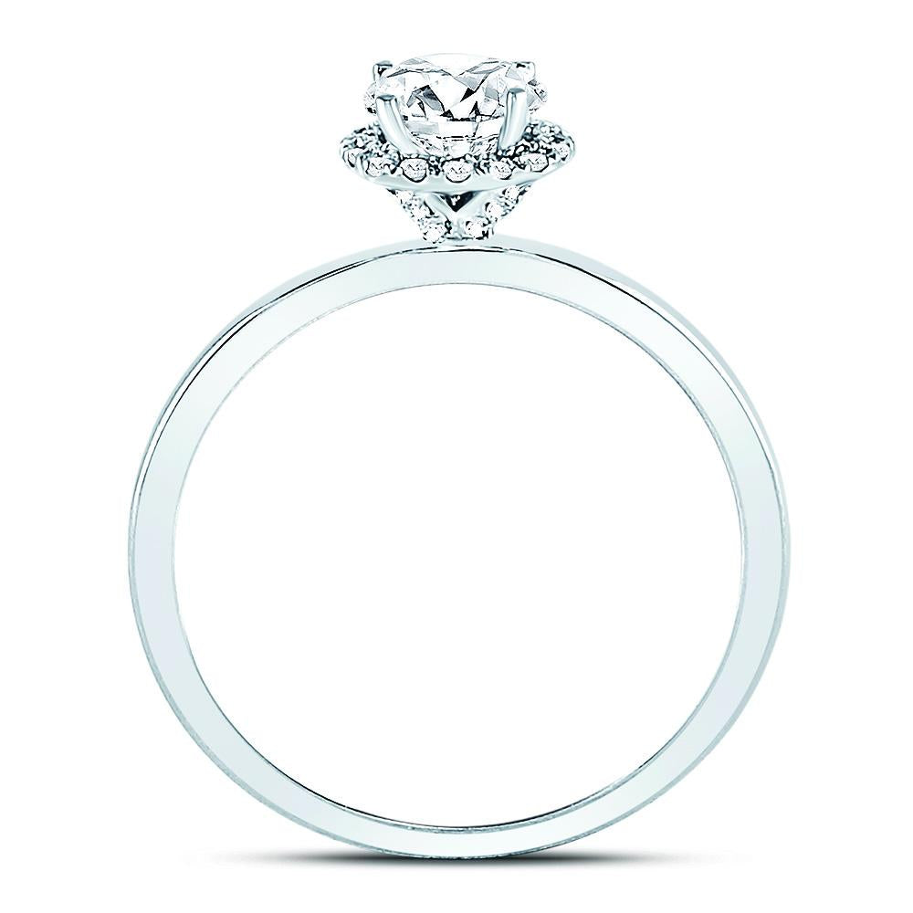 14kt White Gold Round Diamond Solitaire Bridal Wedding Engagement Ring 7/8 Cttw