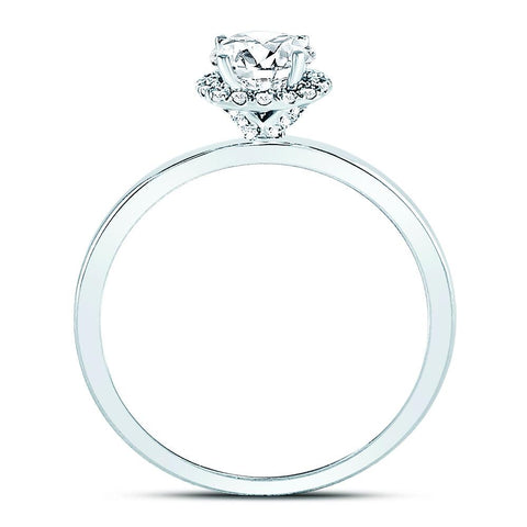 14kt White Gold Round Diamond Solitaire Bridal Wedding Engagement Ring 7/8 Cttw