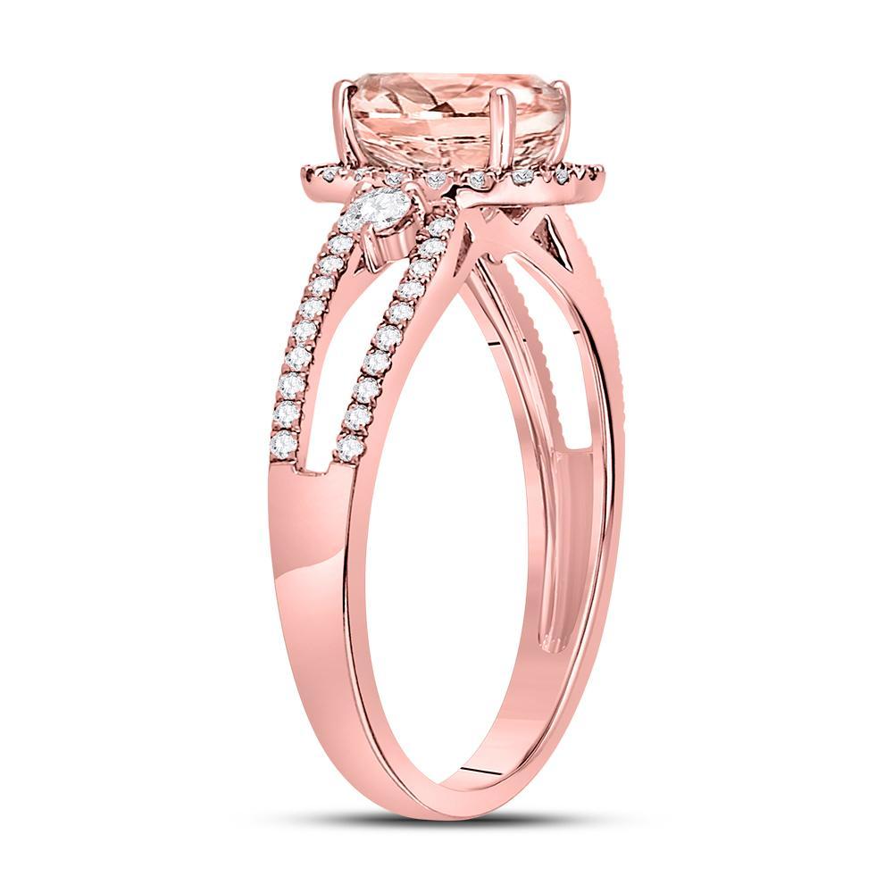 14kt Rose Gold Womens Oval Morganite Solitaire Ring 1-3/8 Cttw