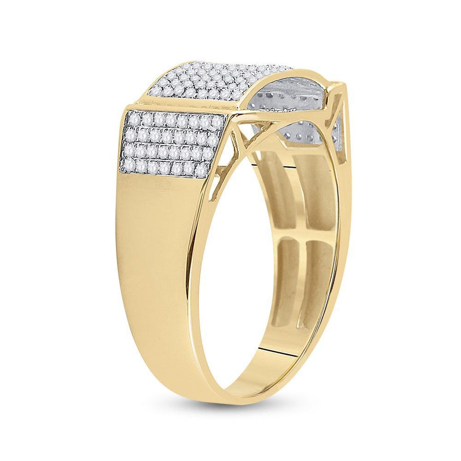 10kt Yellow Gold Mens Round Diamond Fashion Ring 1/2 Cttw