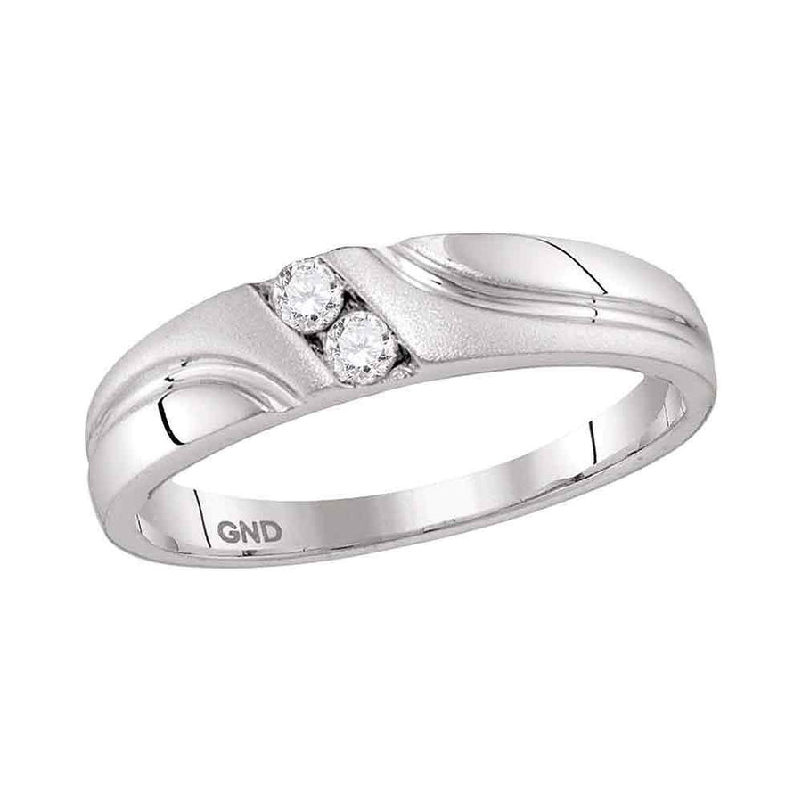 10kt White Gold Mens Round Diamond Wedding Anniversary Band Ring 1/6 Cttw