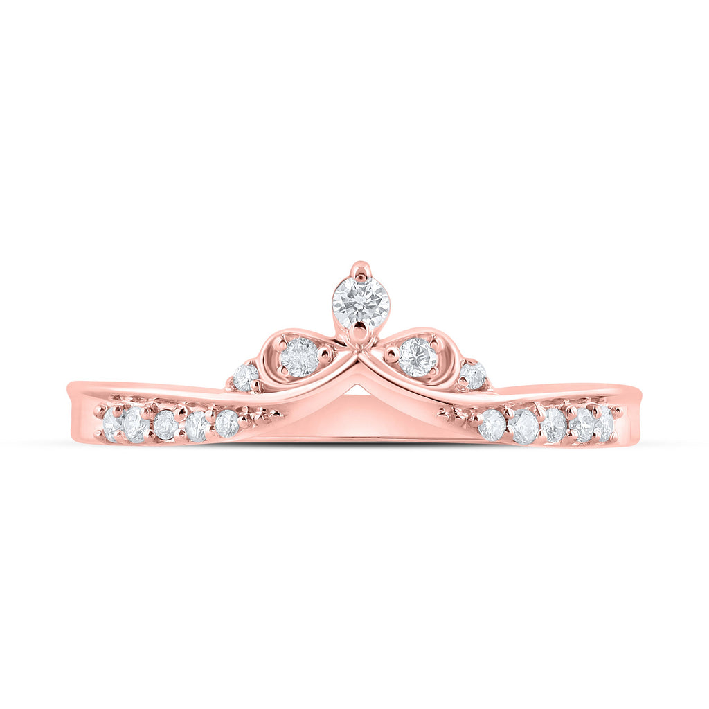 10kt Rose Gold Womens Round Diamond Chevron Band Ring 1/8 Cttw