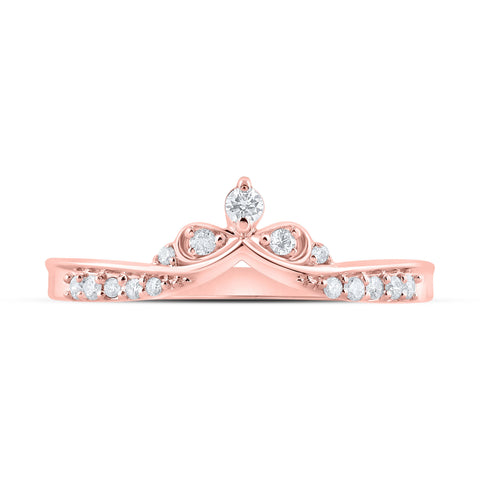 10kt Rose Gold Womens Round Diamond Chevron Band Ring 1/8 Cttw