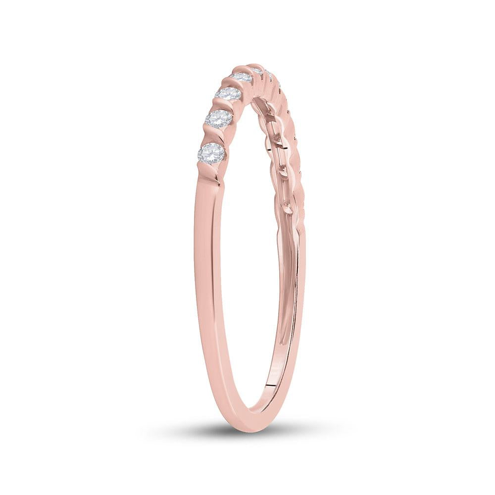 10kt Rose Gold Womens Round Diamond Stackable Band Ring 1/6 Cttw