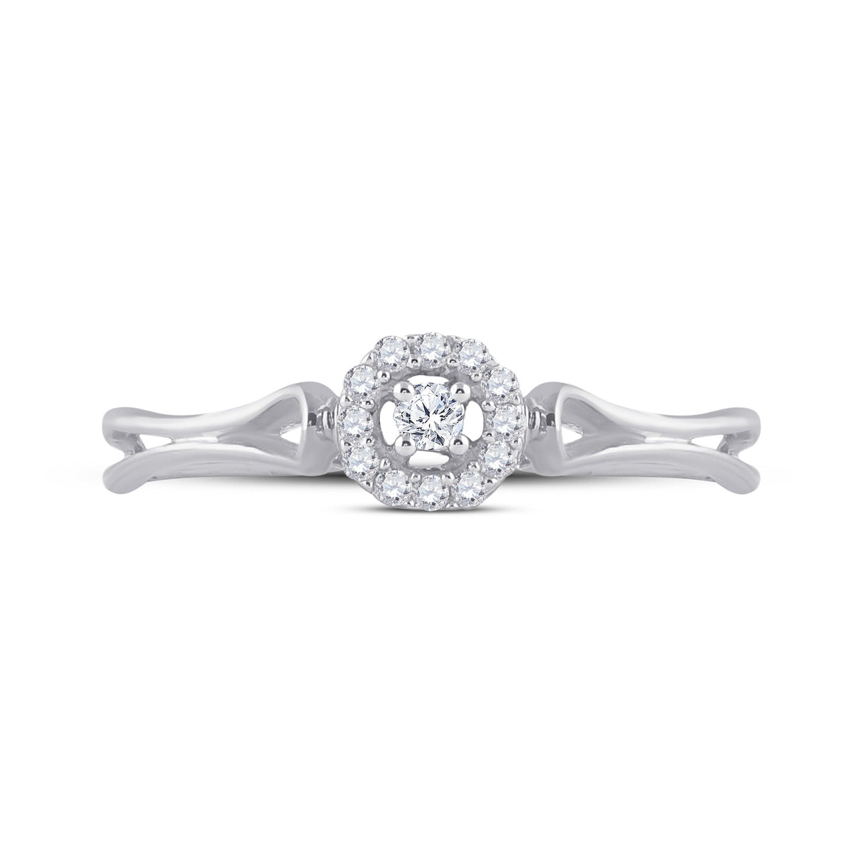 10kt White Gold Womens Round Diamond Solitaire Promise Ring 1/10 Cttw