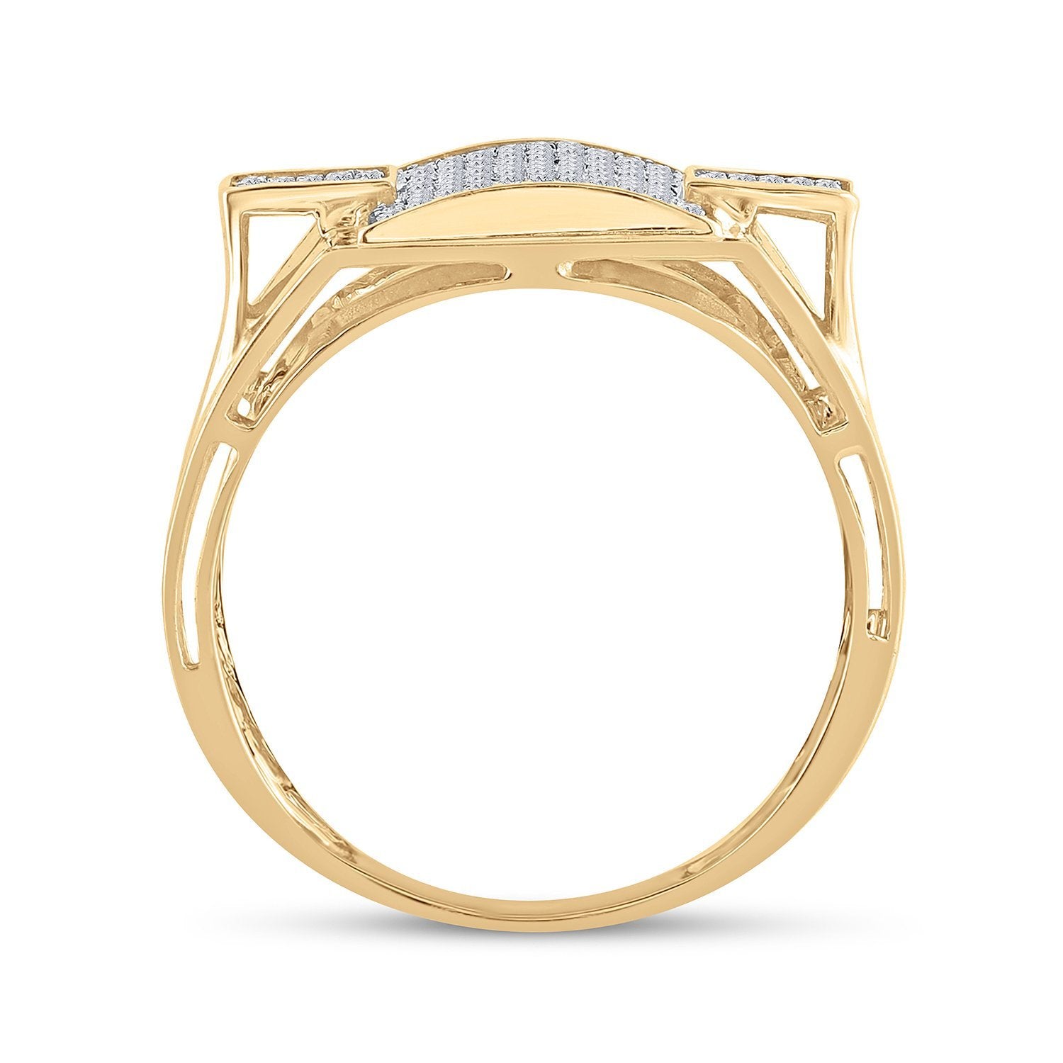 10kt Yellow Gold Mens Round Diamond Square Cluster Ring 3/8 Cttw