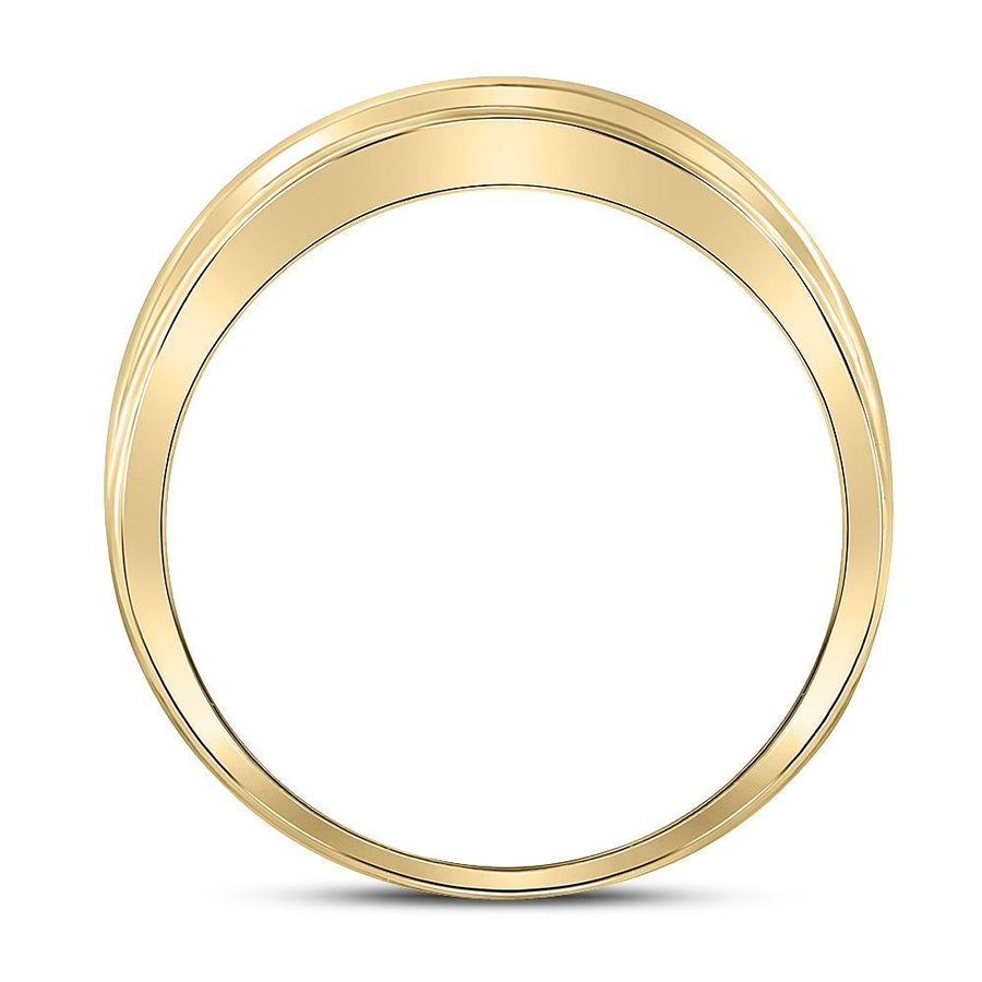 14kt Yellow Gold Mens Round Diamond Wedding 2-Row Band Ring 1/4 Cttw