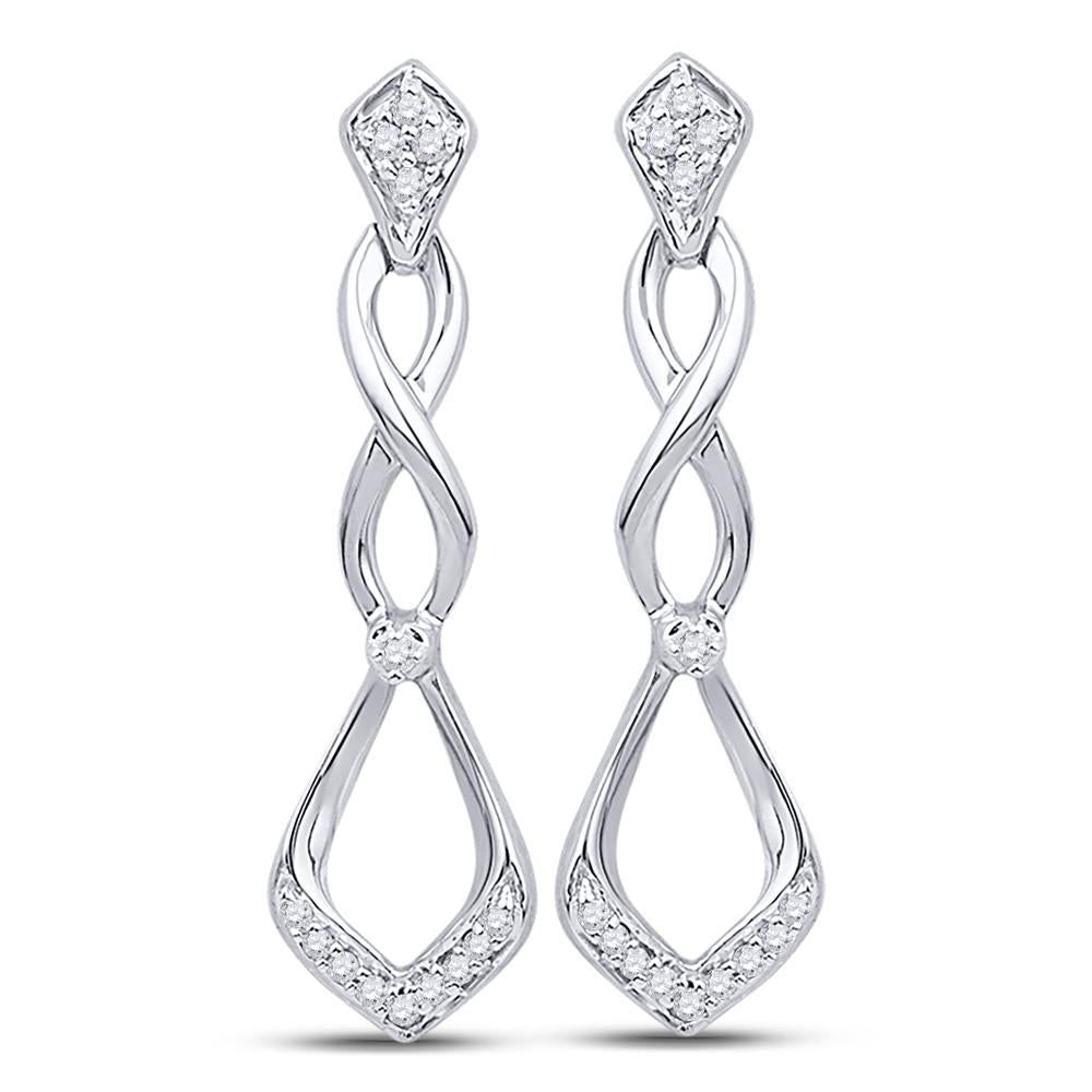 10kt White Gold Womens Round Diamond Fashion Earrings 1/10 Cttw