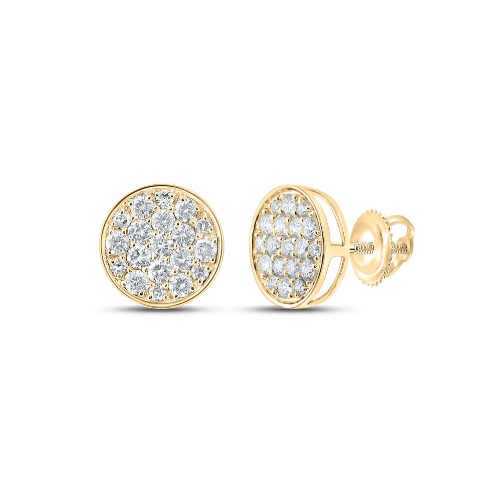 10kt Yellow Gold Round Diamond Cluster Earrings 1/2 Cttw