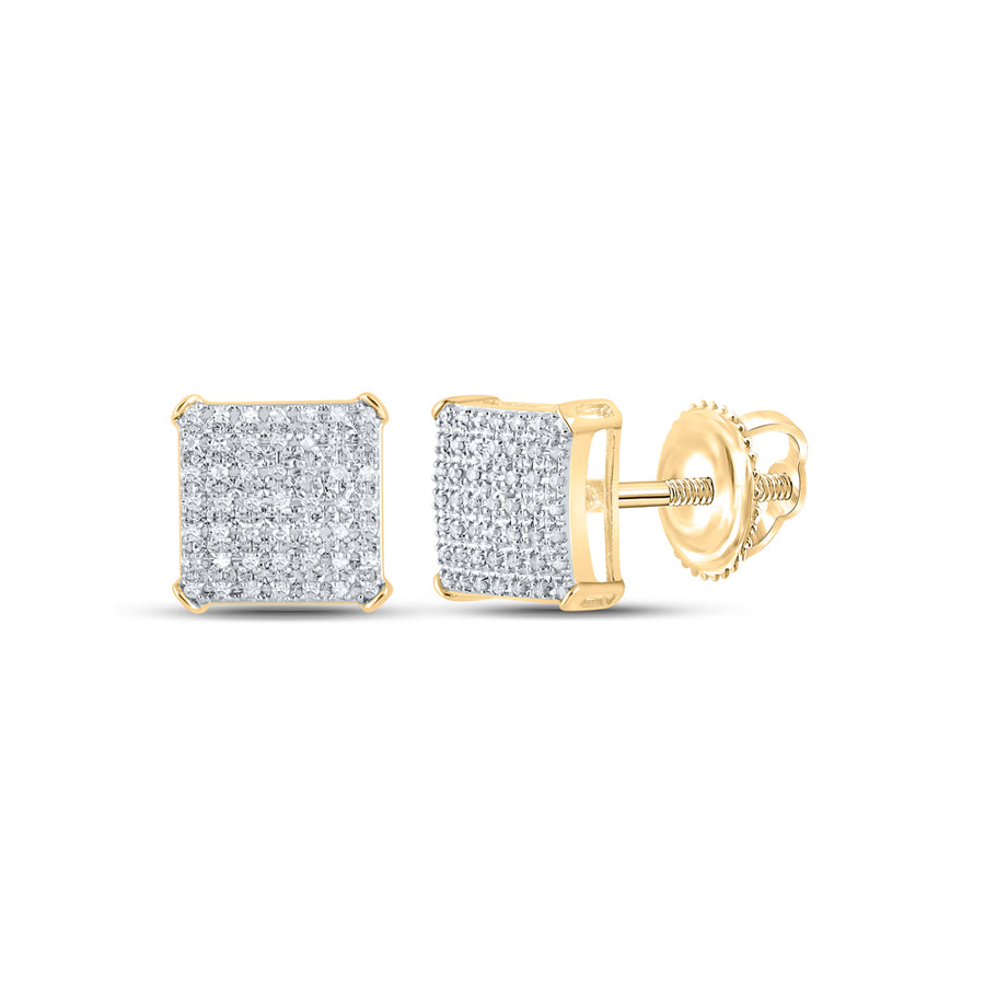 10kt Yellow Gold Round Diamond Square Earrings 1/3 Cttw
