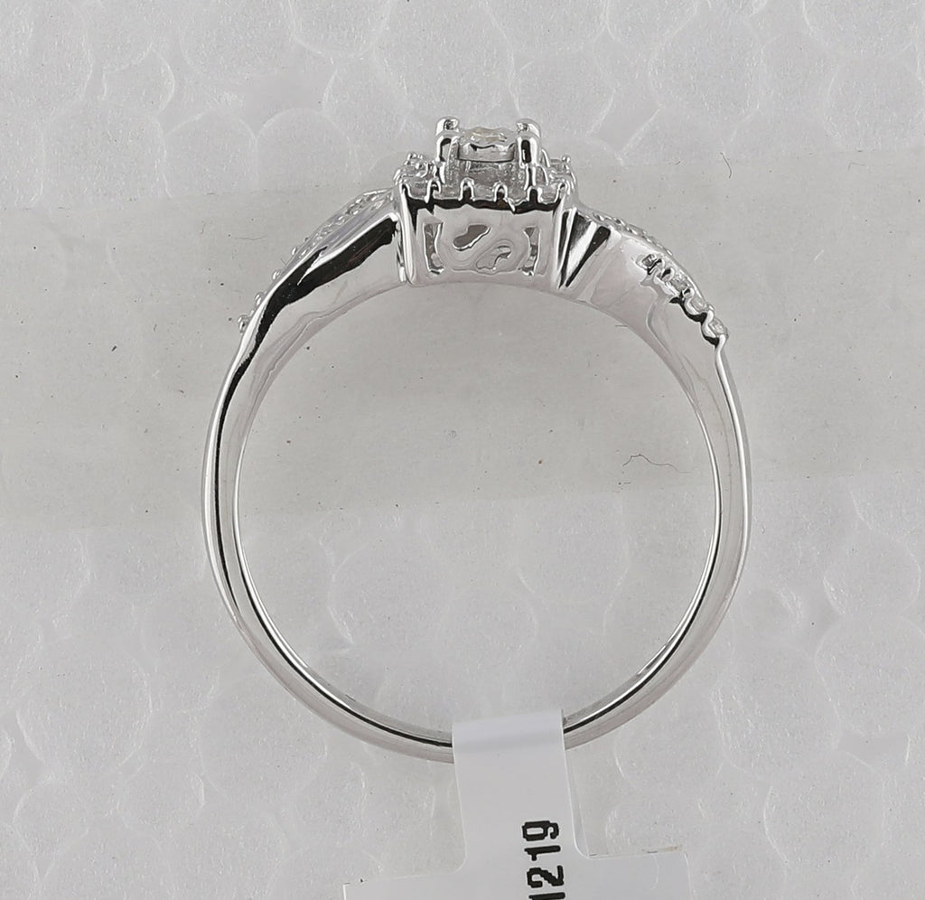 Sterling Silver Womens Round Diamond Square Ring 1/6 Cttw